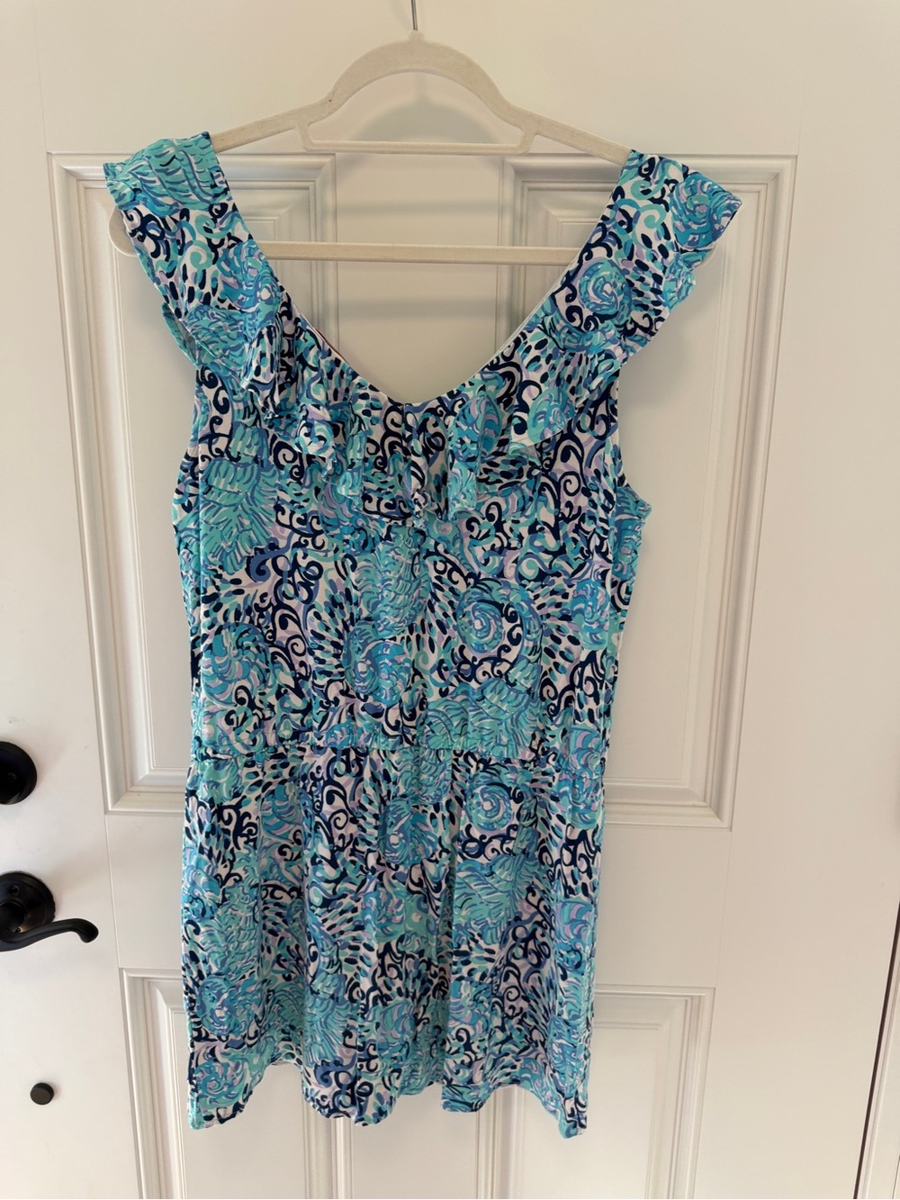 Lilly Pulitzer Blue Teal Floral Ruffle Sundress
